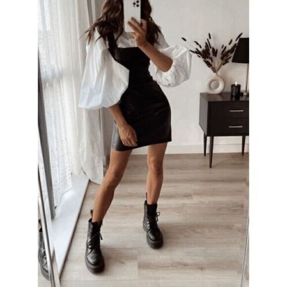 ZARA NWT FAUX LEATHER DRESS ZARA black ⚫️ - Picture 5 of 8